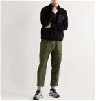 Gramicci - Tapered Cropped Belted Cotton-Crepe Trousers - Green