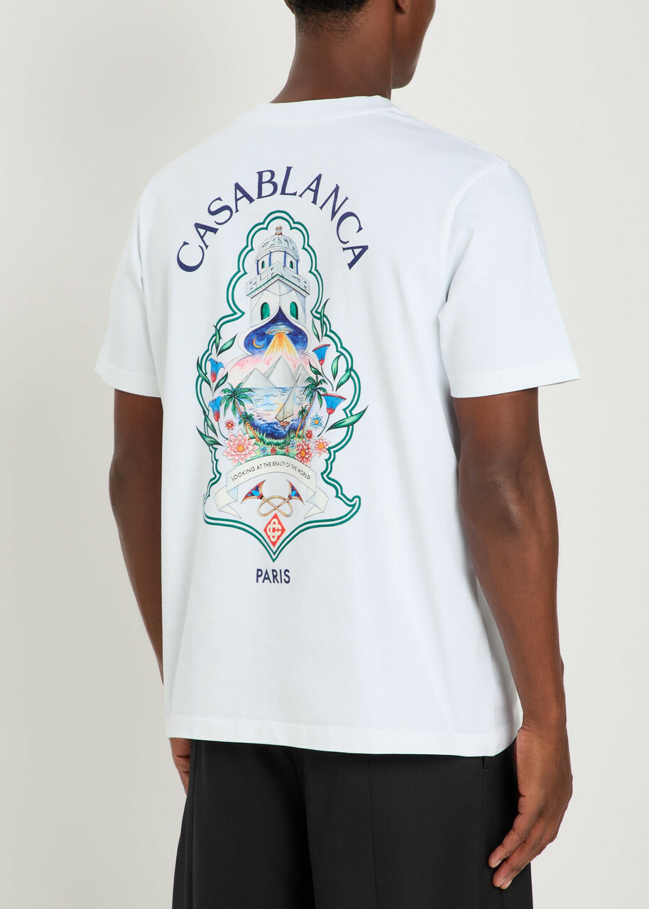Casablanca Hotel Printed Cotton T-shirt White