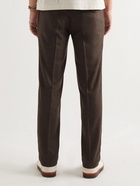 Rubinacci - Genny Slim-Fit Tapered Wool-Flannel Trousers - Brown