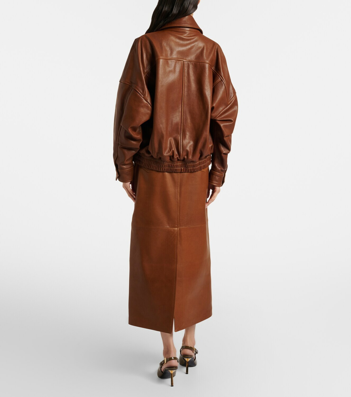 Nour Hammour Ghalia leather pencil skirt