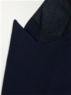 Balmain - Double-Breasted Appliquéd Wool-Twill Blazer - Blue