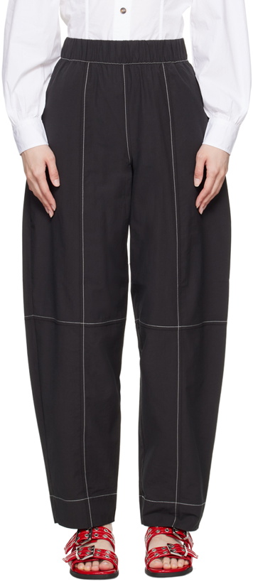 Photo: GANNI Black Elasticated Curve Trousers