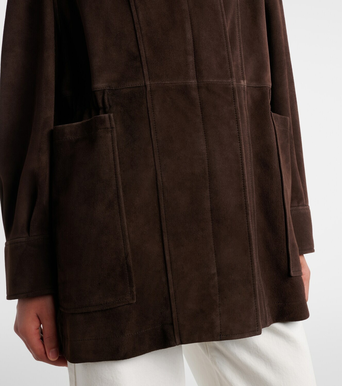 Nour Hammour Grange leather-trimmed suede jacket