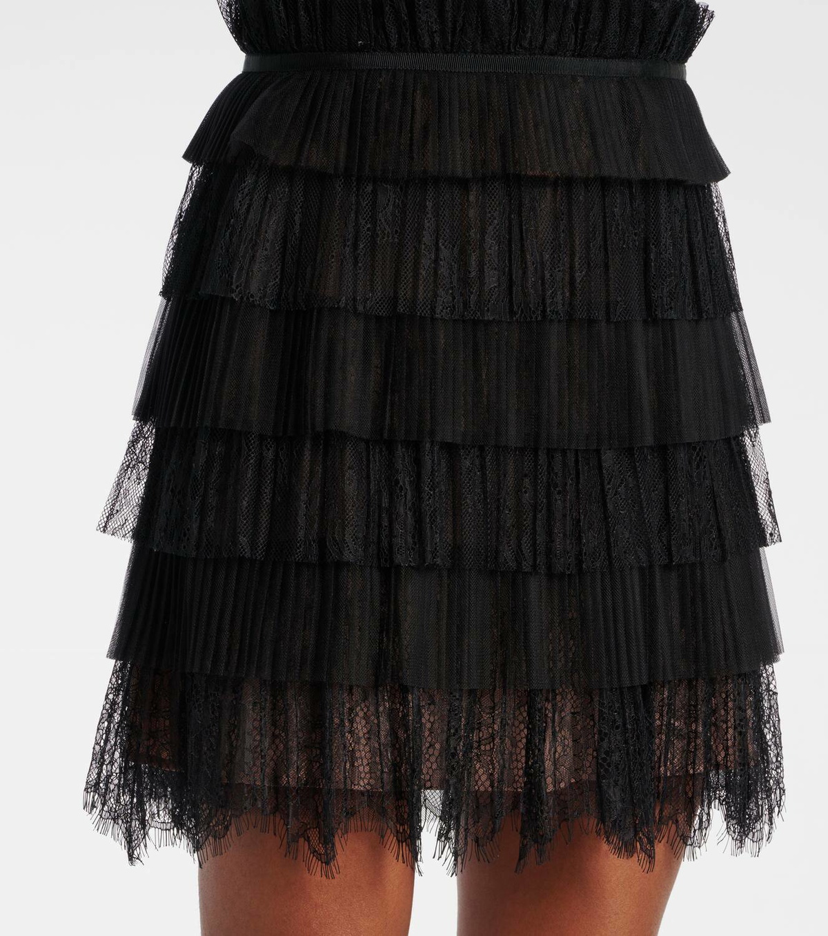 Costarellos Hayla tulle and chantilly lace minidress