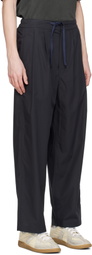 DOCUMENT Black Silky Cotton Tucked Trousers