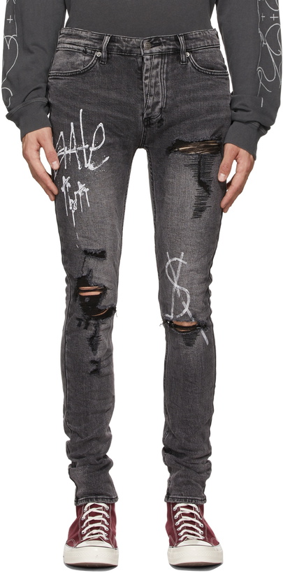 Photo: Ksubi SSENSE Exclusive Black Van Winkle Graffiti Jeans