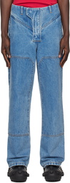 Dingyun Zhang Blue Biker Jeans