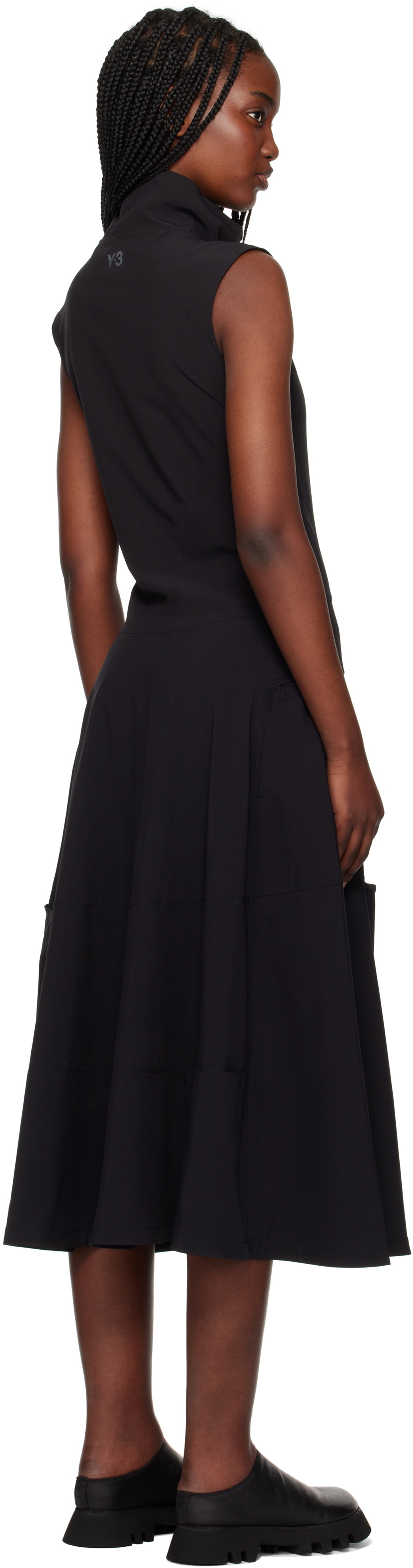Y-3 Black Half-Zip Midi Dress