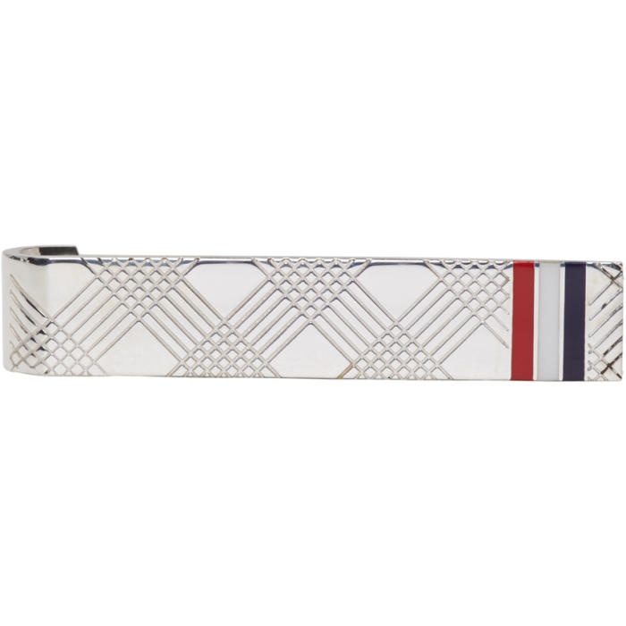 Thom Browne Sterling Silver Long Tricolour Tie Clip