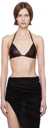 Rick Owens Brown Hollywood Waxy Lamb Leather Bra