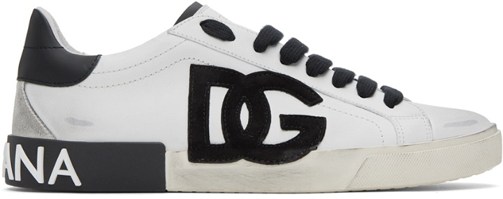 Photo: Dolce & Gabbana Off-White Portofino Vintage Sneakers