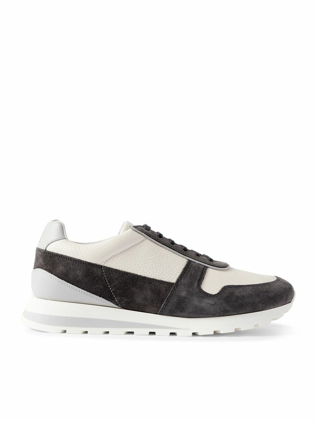 Photo: Brunello Cucinelli - Olimpo Full-Grain Leather and Suede Sneakers - Gray