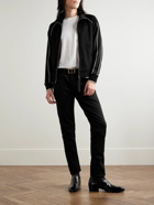 TOM FORD - Slim-Fit Leather-Trimmed Satin-Jersey Track Jacket - Black