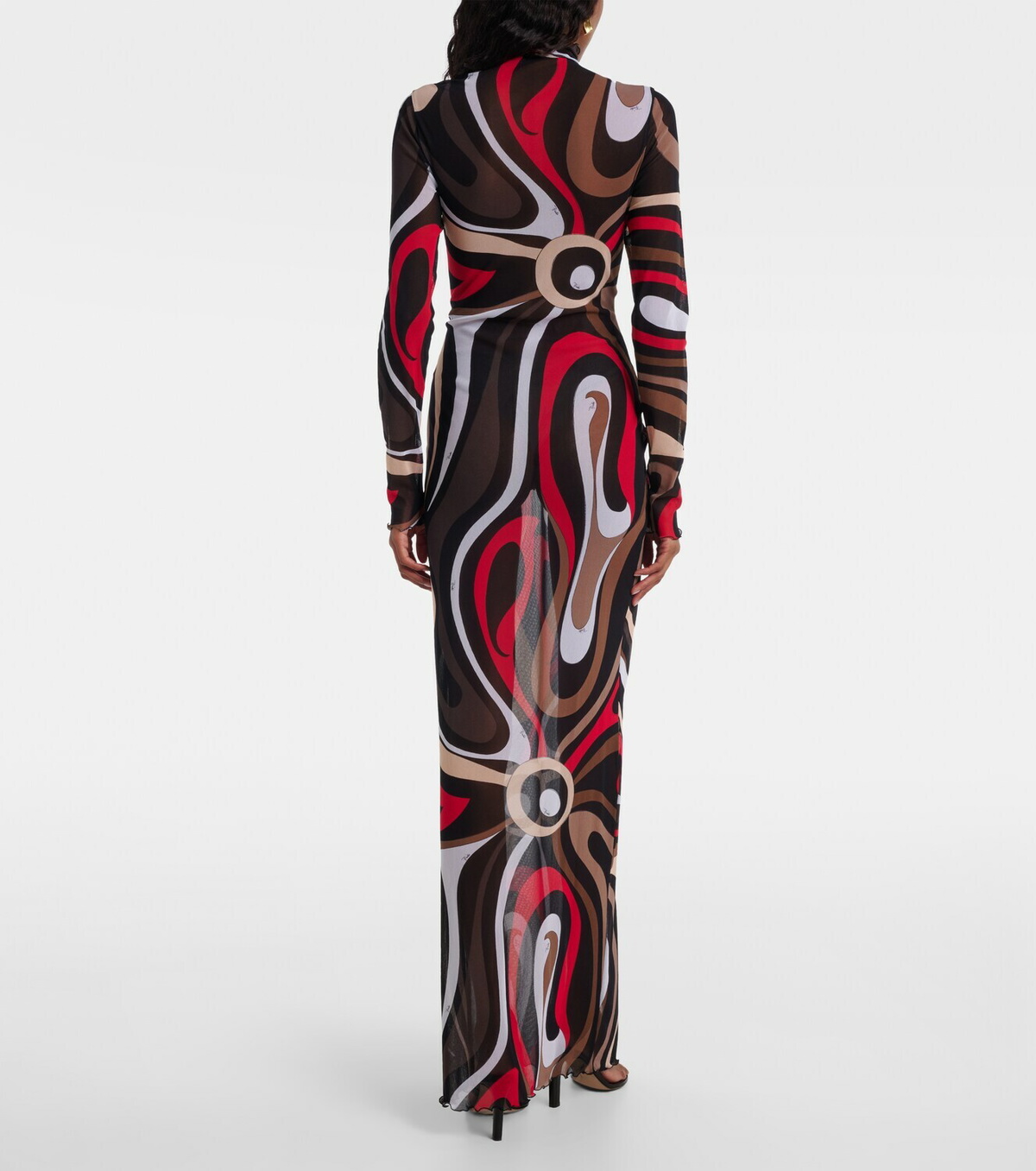 Pucci Printed tulle-trimmed jersey maxi dress