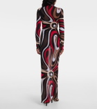 Pucci Printed tulle-trimmed jersey maxi dress