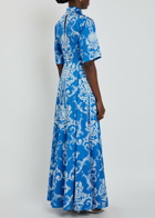 Borgo DE Nor Posie Printed Belted Cotton Maxi Shirt Dress Blue