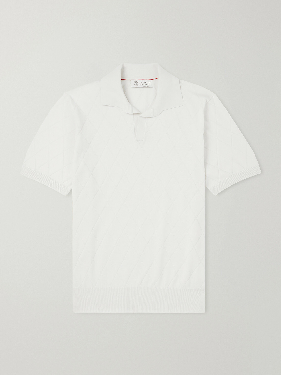 Brunello Cucinelli - Open-Collar Knitted Cotton Polo Shirt - Neutrals