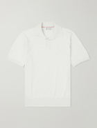 Brunello Cucinelli - Open-Collar Knitted Cotton Polo Shirt - Neutrals