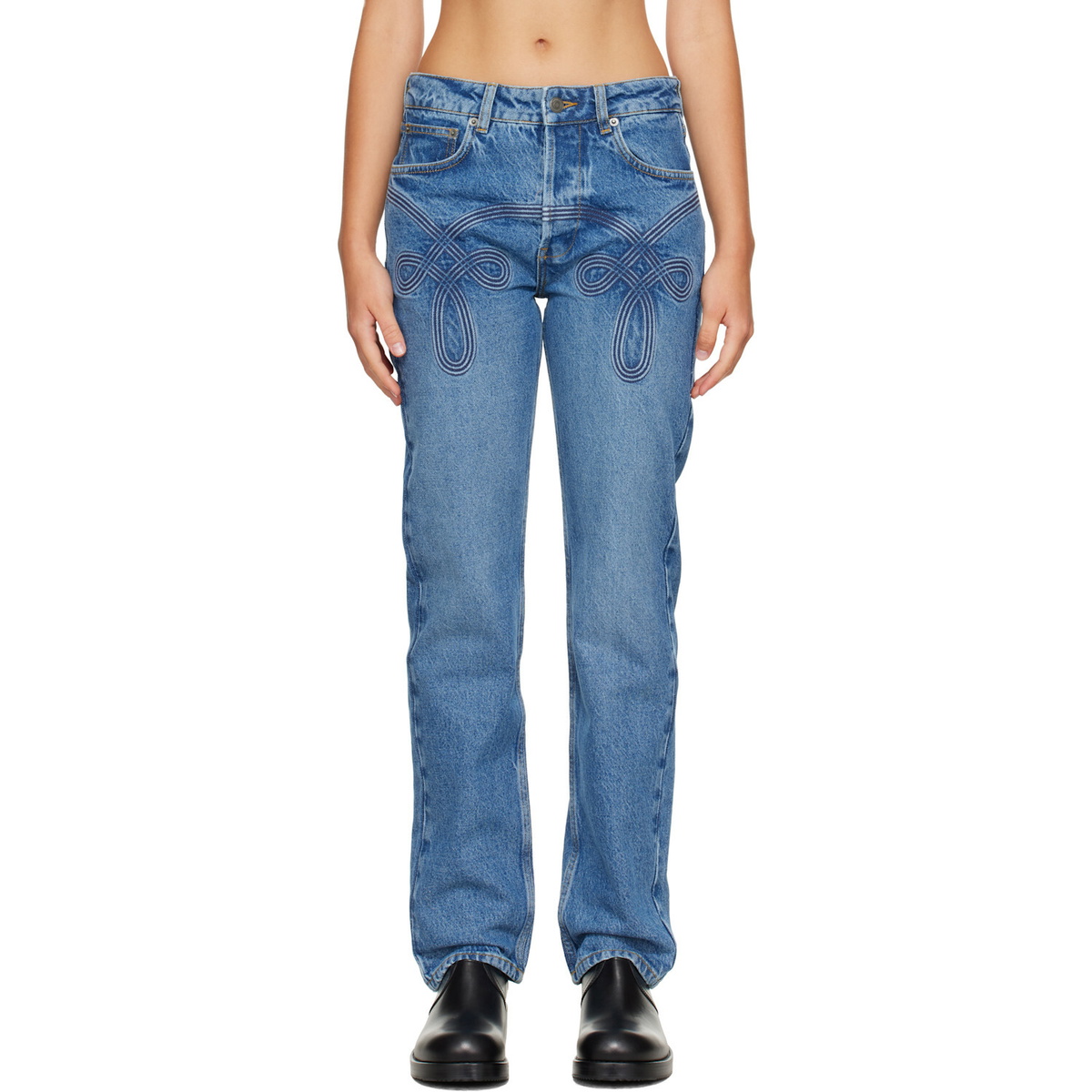 Stefan Cooke Blue Braided Jeans