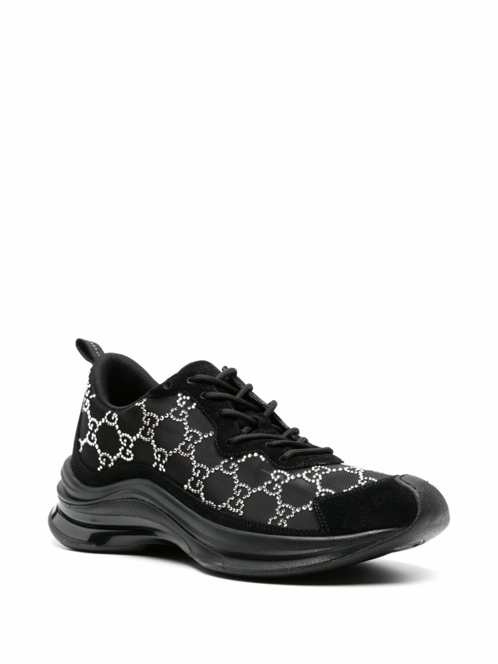 Gucci Black Gucci Run GG Crystal-Embellished Sneakers Gucci