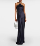 Staud Cadence halterneck satin slip dress