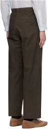 AURALEE Brown Pleated Leather Pants
