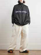 Balenciaga - Oversized Logo-Print Colour-Block Shell Jacket - Black