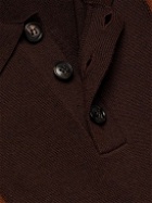 AMIRI - Striped Wool and Cotton-Blend Polo Shirt - Brown