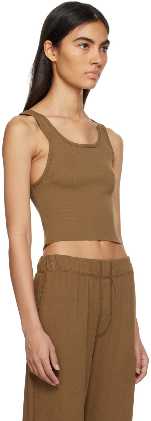 ÉTERNE Brown Cropped Tank Top