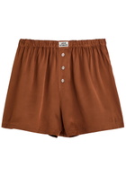 Love Stories James Satin Pyjama Shorts Brown