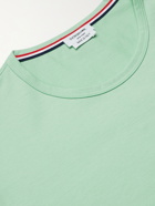 THOM BROWNE - Slim-Fit Grosgrain-Trimmed Cotton-Jersey T-Shirt - Green