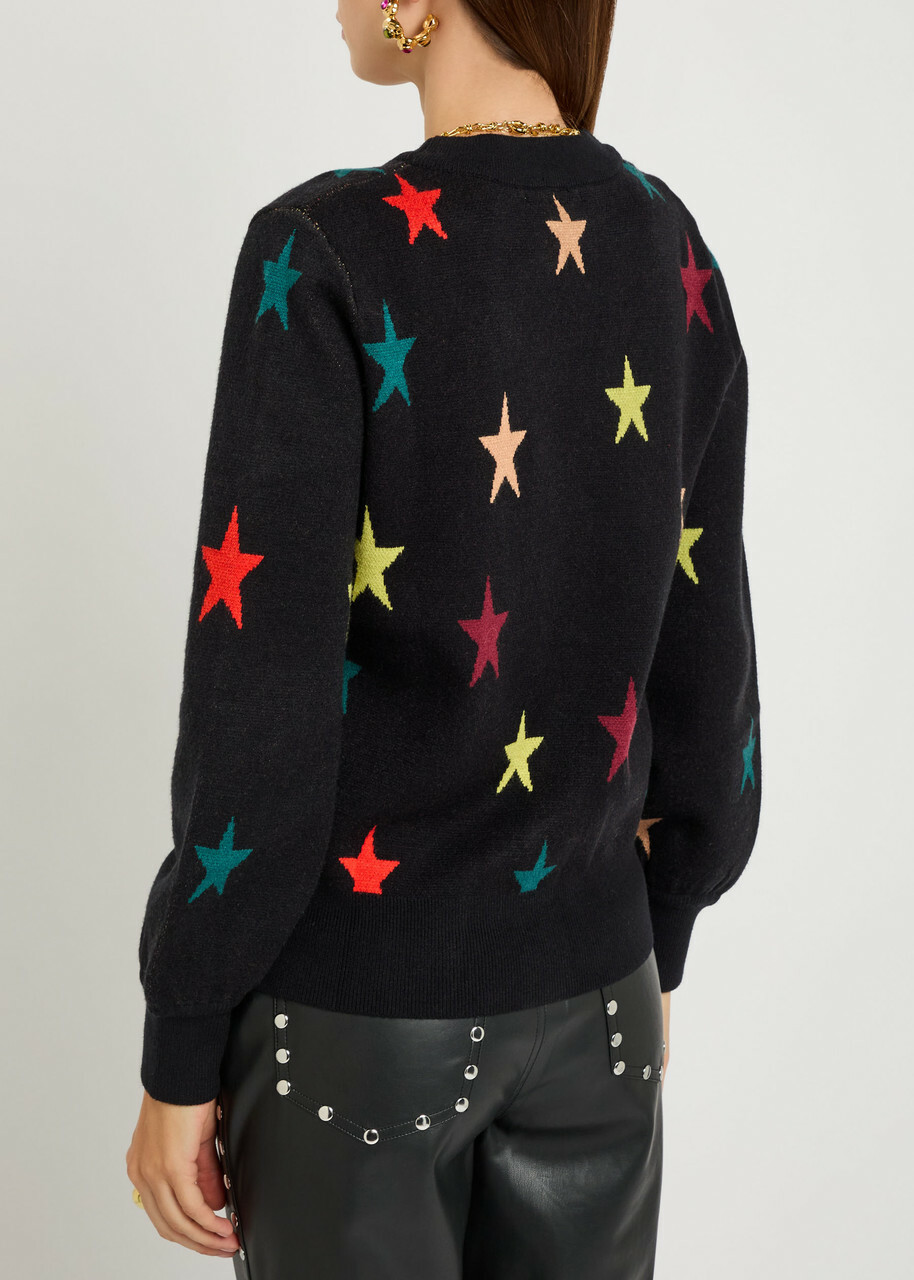 Never Fully Dressed Star Knit Cardigan Black