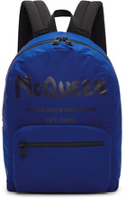 Alexander McQueen Blue Graffiti Metropolitan Backpack