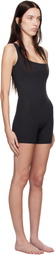 SKIMS Black Cotton Rib Onesie Romper