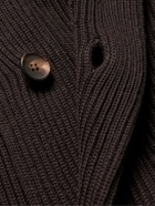 Thom Sweeney - Shawl-Collar Ribbed Merino Wool Cardigan - Brown