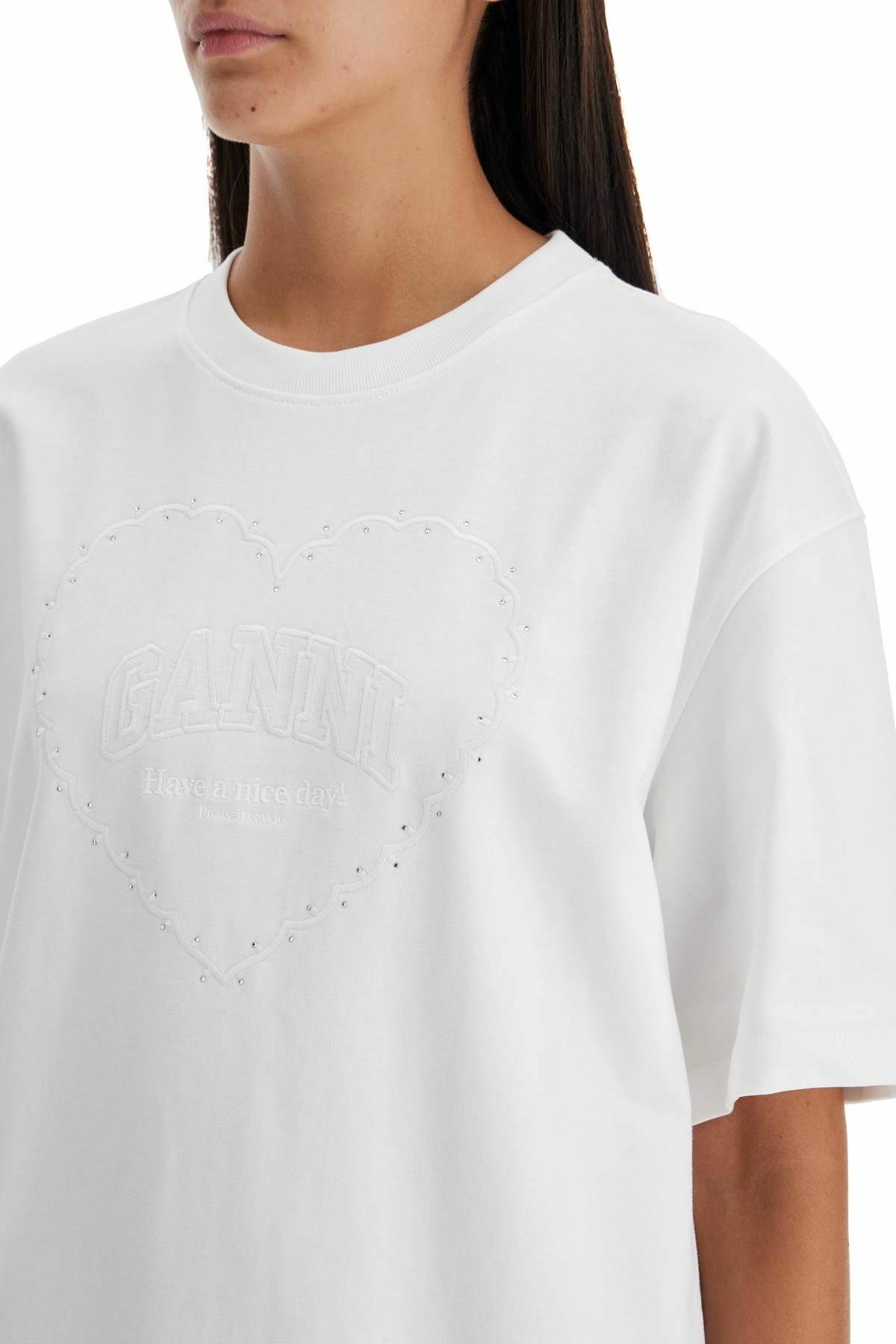 GANNI embroidered oversized t White GANNI
