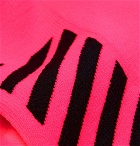 Off-White - Embroidered Logo-Intarsia Stretch-Knit Socks - Pink