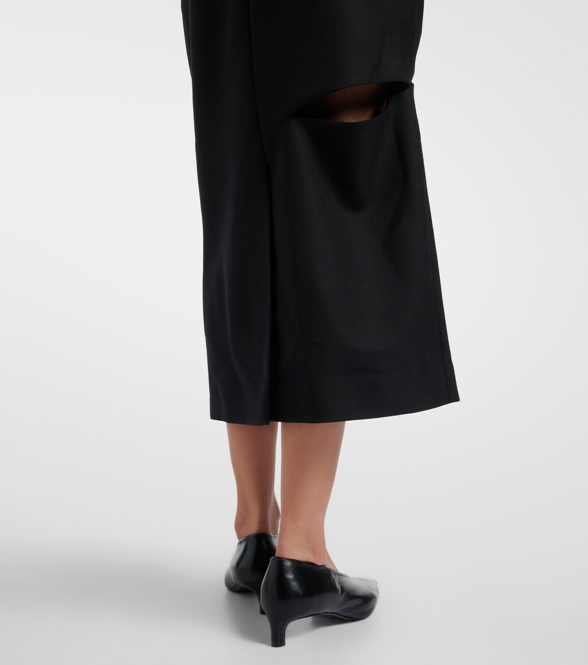 Jil Sander Cutout wool and mohair midi skirt