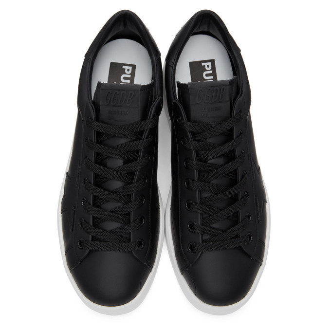 スニーカー [GOLDEN ] Men's Pure Star Sneakers Black Tab 남성 레더 스타 & 블랙 페이턴트 레더 힐탭 퓨어스타