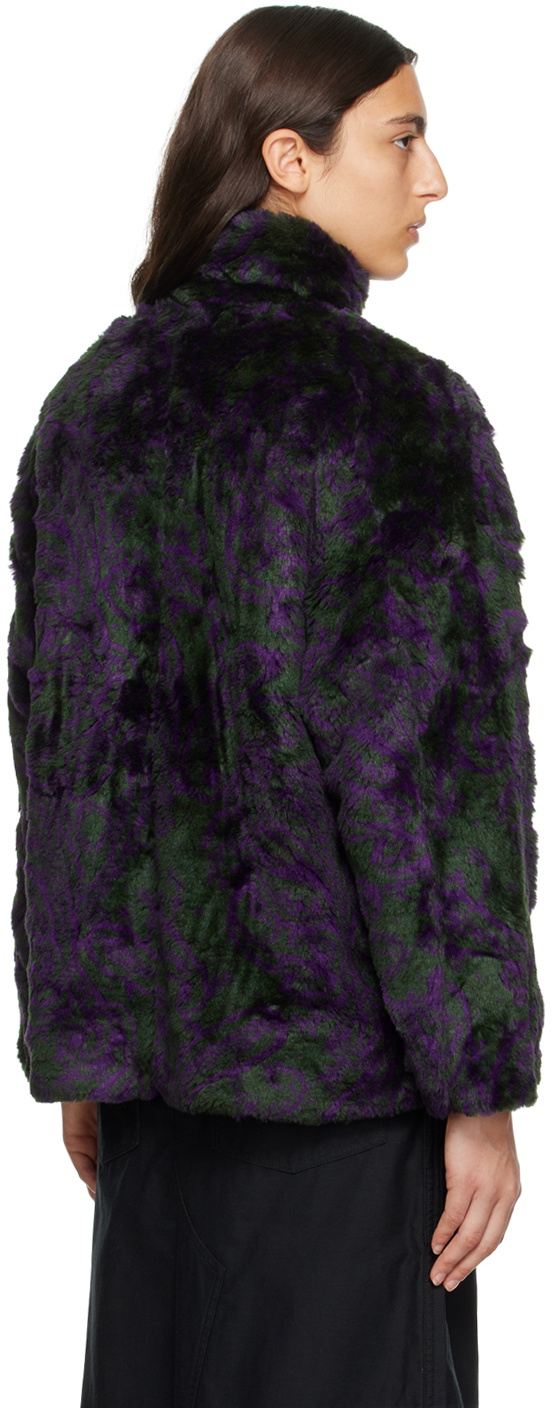 NEEDLES Green & Purple S.C. Car Faux-Fur Coat