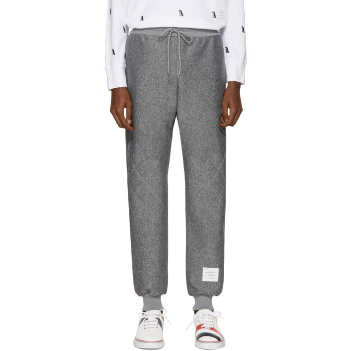 Photo: Thom Browne Grey Quilted Argyle Classic Lounge Pants