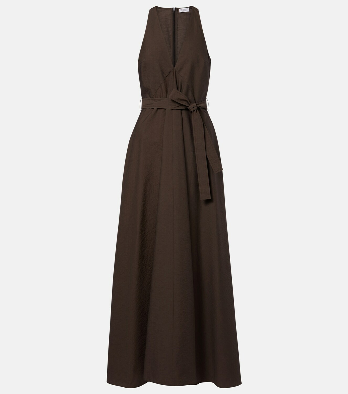 Brunello Cucinelli Belted cotton-blend maxi dress