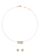 Tory Burch Pavé Necklace and Earrings Set - Gold - One Size