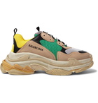 Balenciaga - Triple S Mesh, Nubuck and Leather Sneakers - Men - Beige