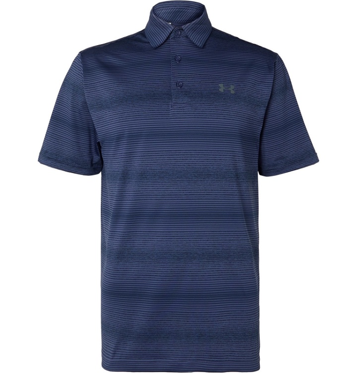 Photo: Under Armour - UA Playoff 2.0 Striped Stretch-Jersey Golf Polo Shirt - Blue