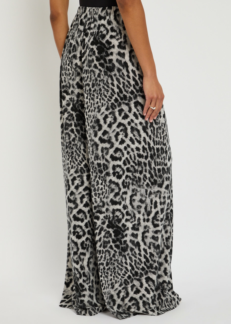 Norma Kamali Mens Pleat Leopard-print Stretch-jersey Trousers