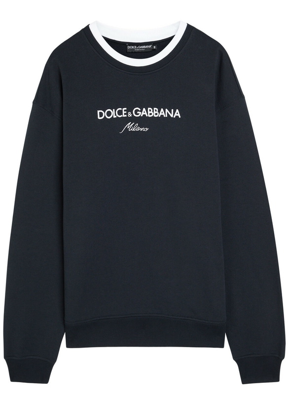 Photo: Dolce & Gabbana Logo-embroidered Cotton Sweatshirt Blue