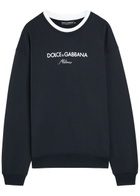 Dolce & Gabbana Logo-embroidered Cotton Sweatshirt Blue