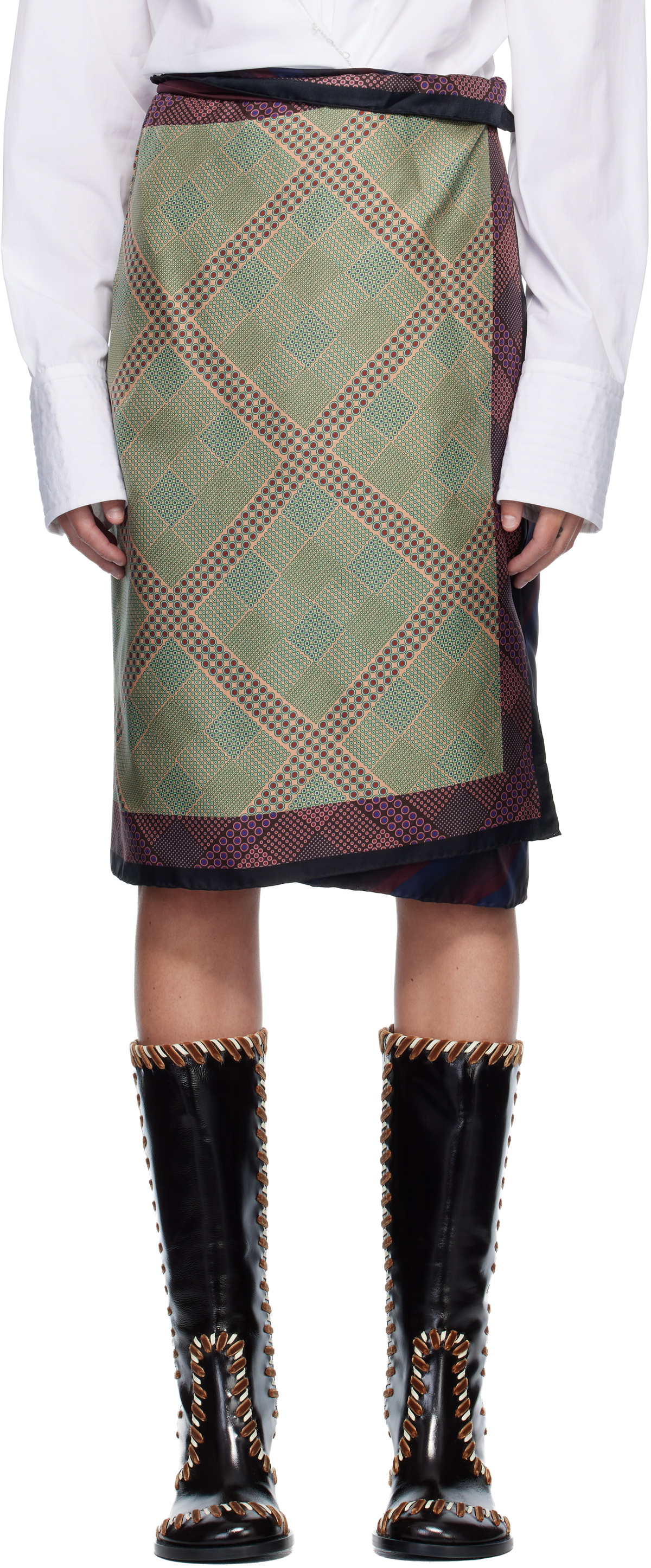 Dries Van Noten Multicolor Wrap Scarf Midi Skirt