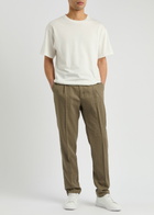 Sunspel Tapered-leg Cotton Trousers Sage